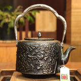 Nambu Ironware, Iron Sand Kettle, KACHO(Flower and Bird), 1.8L, Seiryudo by Traditional Craftsman, Kosei Oikawa