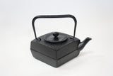 2-in-1 Cast iron kettle and teapot type, SQUARE ARARE, black, 0.6L, Authentic Japanese Nambu Ironware Tetsubin