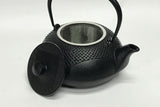 2-in-1 Cast iron kettle and teapot type, SQUARE-AND-ROUND ARARE, black, 0.7L, Authentic Japanese Nambu Ironware Tetsubin