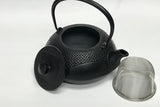 2-in-1 Cast iron kettle and teapot type, SQUARE-AND-ROUND ARARE, black, 0.7L, Authentic Japanese Nambu Ironware Tetsubin
