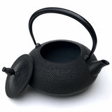 Cast Iron Kettle-Testubin, FLAT-AND - ROUND ARARE, 1.2L, Authentic Japanese Nambu Ironware Tetsubin