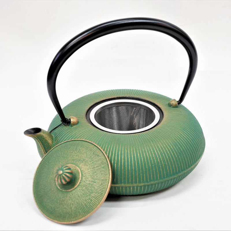 日本南部鐵器 二合一鐵瓶兼用茶壺型 立目 夏草 0.8L