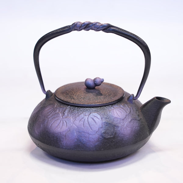 日本南部鐵器 二合一鐵瓶兼用茶壺型 葫蘆 紫色 0.5L