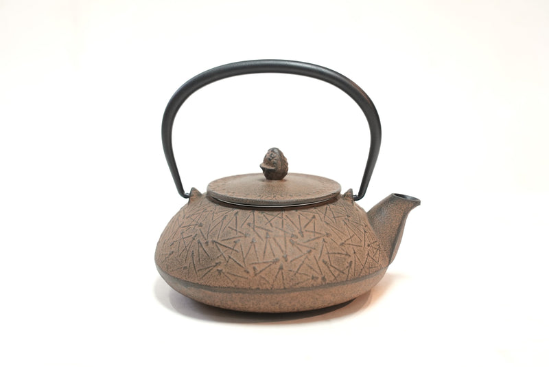 日本南部鐵器 二合一鐵瓶兼用茶壺型 松葉 葫蘆色 0.5L