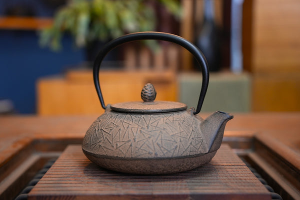 Nambu Ironware, 2-in-1 Iron kettle and teapot type, MATSUBA (PINE NEEDLE), hisago color (aging paint), 0.5L