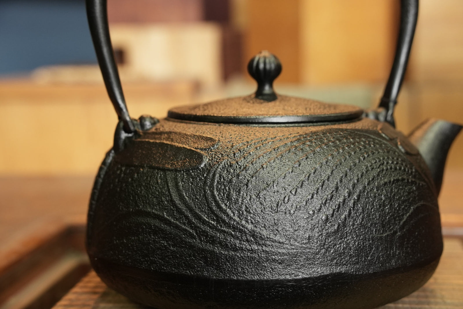  SAMURAI ティーポット Cast Iron Kettle - Tetsubin, DRAGONFLY, black, 1.2L, Authentic