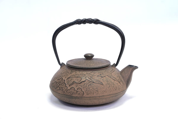 Nambu Ironware, 2-in-1 Iron kettle and teapot type, TSURU (CRANE), hisago color (aging paint), 0.5L