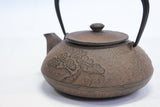 日本南部鐵器 二合一鐵瓶兼用茶壺型 鶴 葫蘆色 0.5L