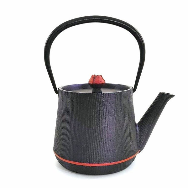日本南部铁器 二合一铁瓶兼用茶壶型 木纹 红色 0.6L