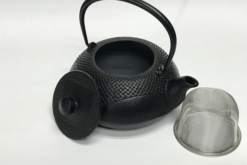 2-in-1 Cast iron kettle and teapot type, SQUARE-AND-ROUND ARARE, black, 0.7L, Authentic Japanese Nambu Ironware Tetsubin