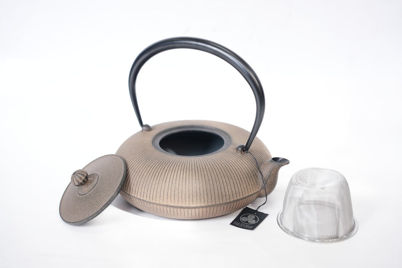 日本南部鐵器 二合一鐵瓶兼用茶壺型 立目 葫蘆色 0.8L