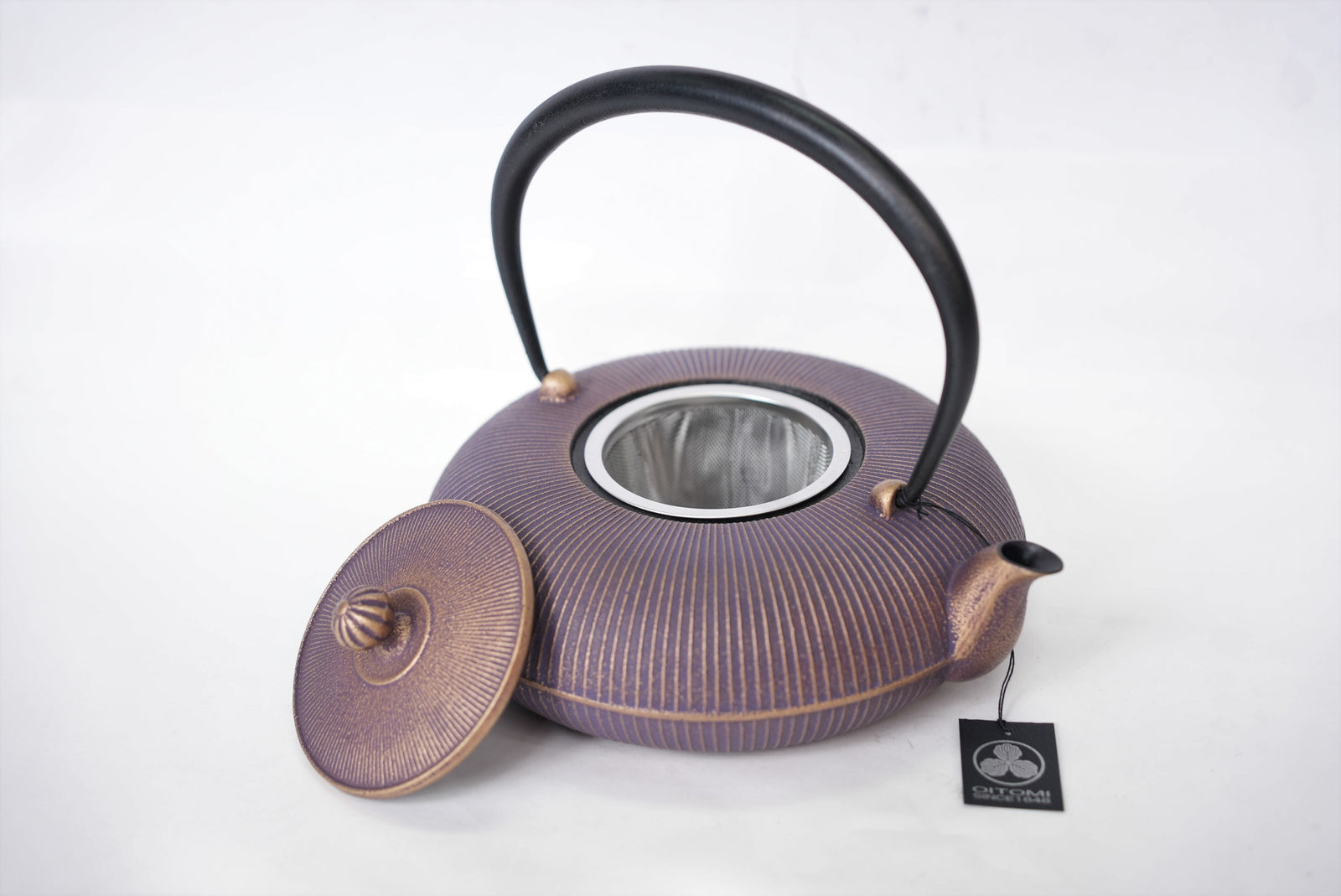 日本南部铁器二合一铁瓶兼用茶壶型立目紫金色0.8L – OITOMI